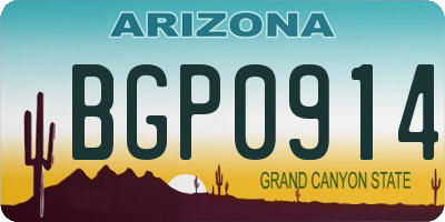 AZ license plate BGP0914
