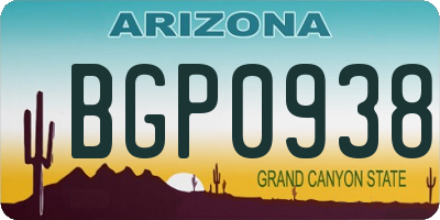 AZ license plate BGP0938