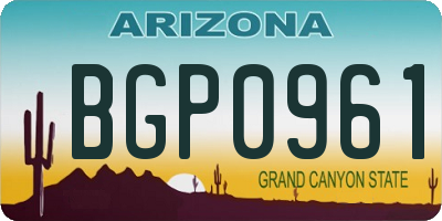 AZ license plate BGP0961