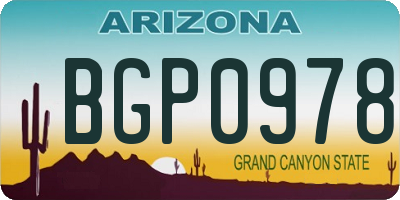 AZ license plate BGP0978