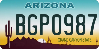 AZ license plate BGP0987