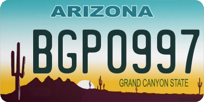 AZ license plate BGP0997