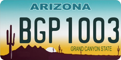 AZ license plate BGP1003