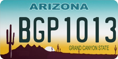 AZ license plate BGP1013