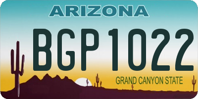 AZ license plate BGP1022