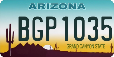 AZ license plate BGP1035
