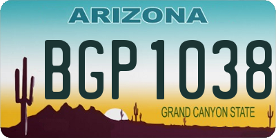 AZ license plate BGP1038
