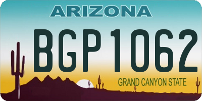 AZ license plate BGP1062