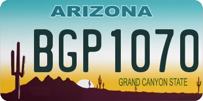 AZ license plate BGP1070