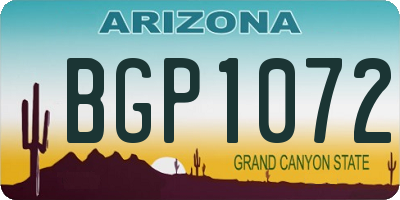 AZ license plate BGP1072