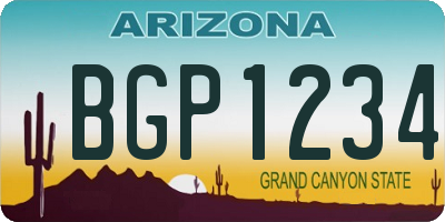 AZ license plate BGP1234