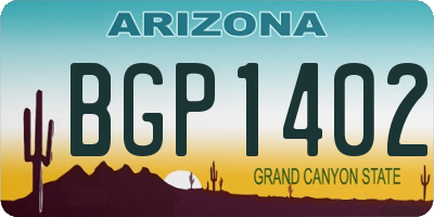 AZ license plate BGP1402