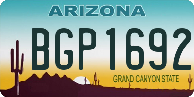 AZ license plate BGP1692