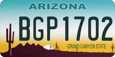 AZ license plate BGP1702