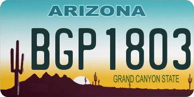 AZ license plate BGP1803