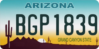 AZ license plate BGP1839