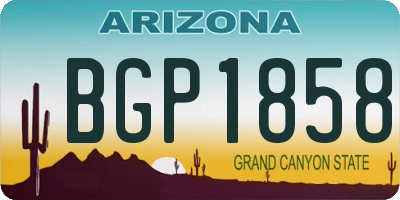 AZ license plate BGP1858