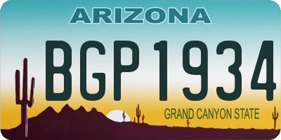 AZ license plate BGP1934