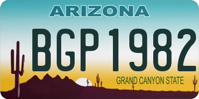AZ license plate BGP1982