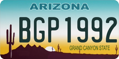 AZ license plate BGP1992