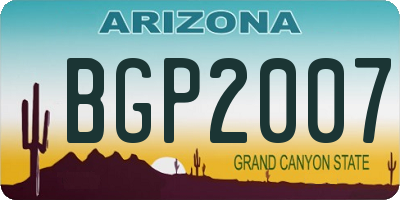 AZ license plate BGP2007