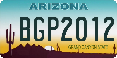 AZ license plate BGP2012