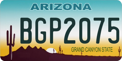 AZ license plate BGP2075