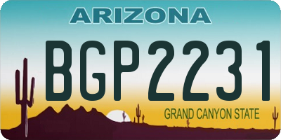 AZ license plate BGP2231
