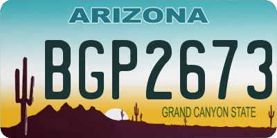 AZ license plate BGP2673
