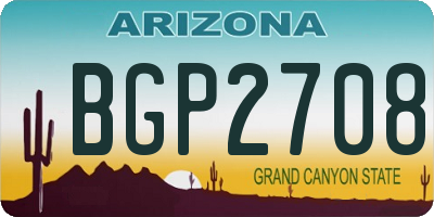 AZ license plate BGP2708