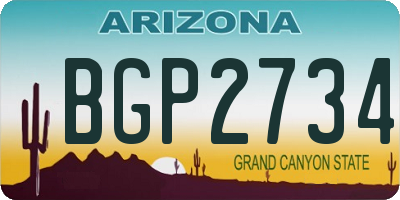 AZ license plate BGP2734