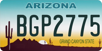 AZ license plate BGP2775