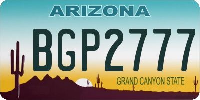 AZ license plate BGP2777