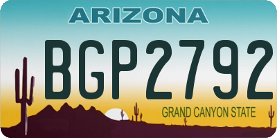 AZ license plate BGP2792
