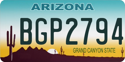 AZ license plate BGP2794