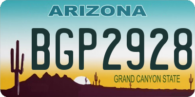 AZ license plate BGP2928