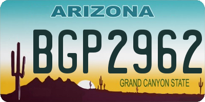 AZ license plate BGP2962
