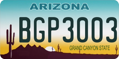AZ license plate BGP3003