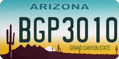 AZ license plate BGP3010