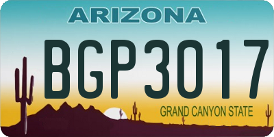 AZ license plate BGP3017