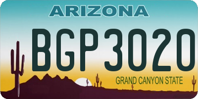 AZ license plate BGP3020
