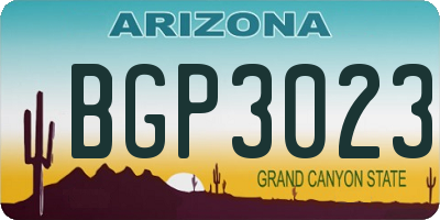 AZ license plate BGP3023