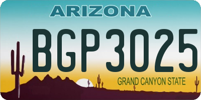 AZ license plate BGP3025