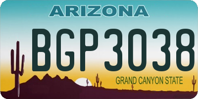 AZ license plate BGP3038