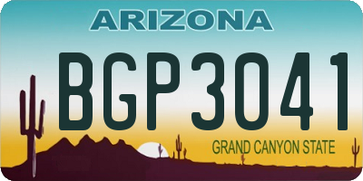 AZ license plate BGP3041