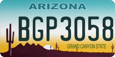 AZ license plate BGP3058