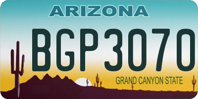 AZ license plate BGP3070