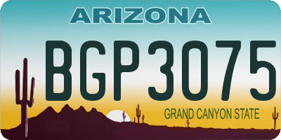 AZ license plate BGP3075