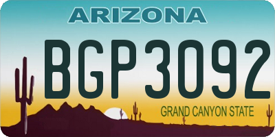 AZ license plate BGP3092