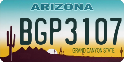 AZ license plate BGP3107